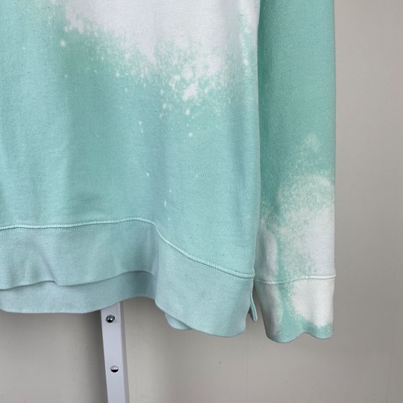 GAP Upcycled DIY Bleach Dyed Snowflake Mint Green Sweatshirt Top Womens Small - Picture 4 of 8